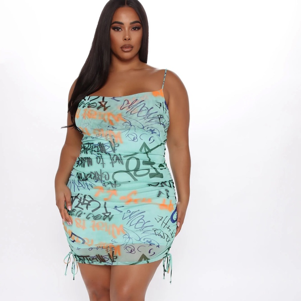 New Blue Graffiti Dress - Picture 5 of 7